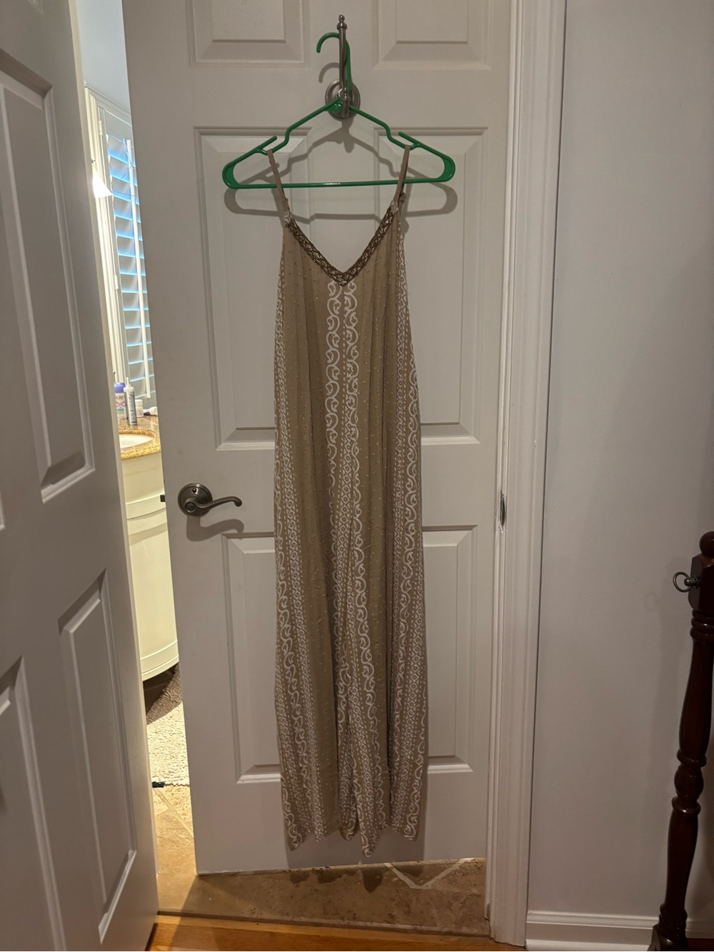 -Sequin Trim Tan jumper